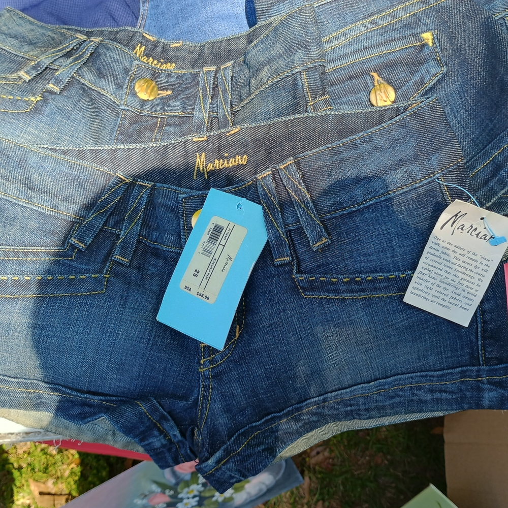 Marciano Blue Denim Shorts with Gold Details